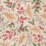 Christmas Holly Printed Cotton Canvas - Ribes y Casals