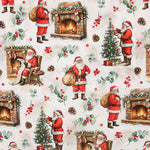 Printed Cotton Canvas: Father Christmas and Chimney - Ribes y Casals