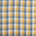 Double Gauze Reversible Bambula – Checks and Stripes in Mustard Blue - Ribes y Casals