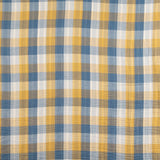 Double Gauze Reversible Bambula – Checks and Stripes in Mustard Blue - Ribes y Casals