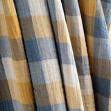 Double Gauze Reversible Bambula – Checks and Stripes in Mustard Blue - Ribes y Casals