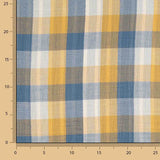 Double Gauze Reversible Bambula – Checks and Stripes in Mustard Blue - Ribes y Casals