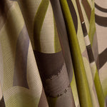Double-sided printed viscose fabric with abstract wave pattern in olive - Ribes y Casals