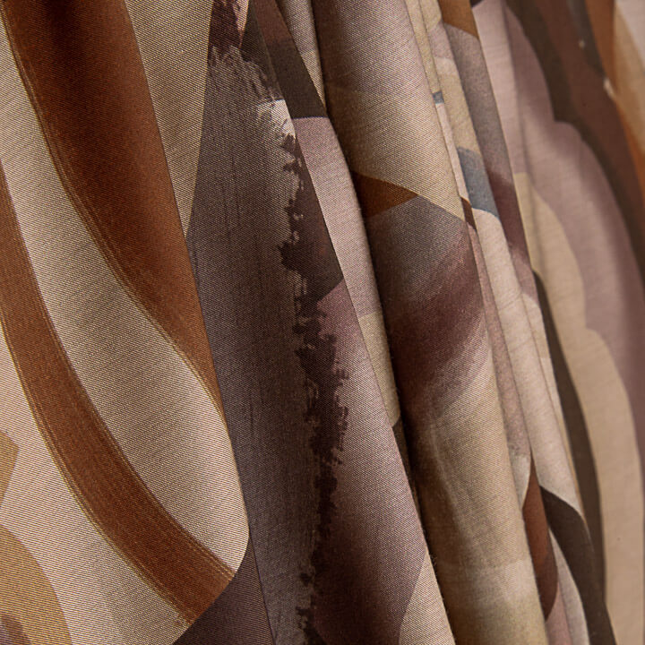 Double-sided viscose fabric with abstract earth-toned waves - Ribes y Casals