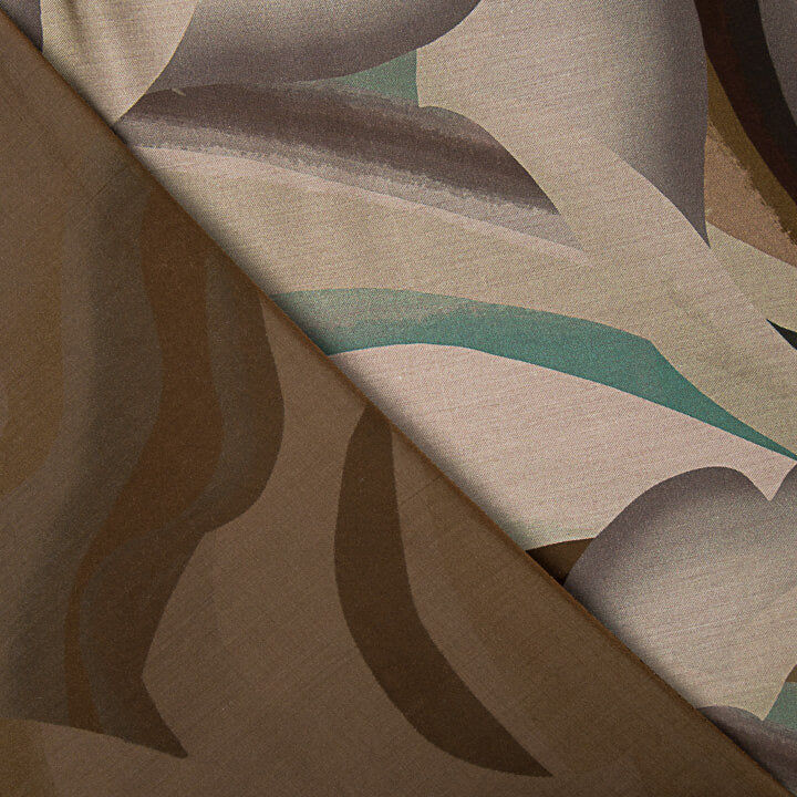 Double-sided viscose fabric with abstract wave pattern in aqua green - Ribes y Casals