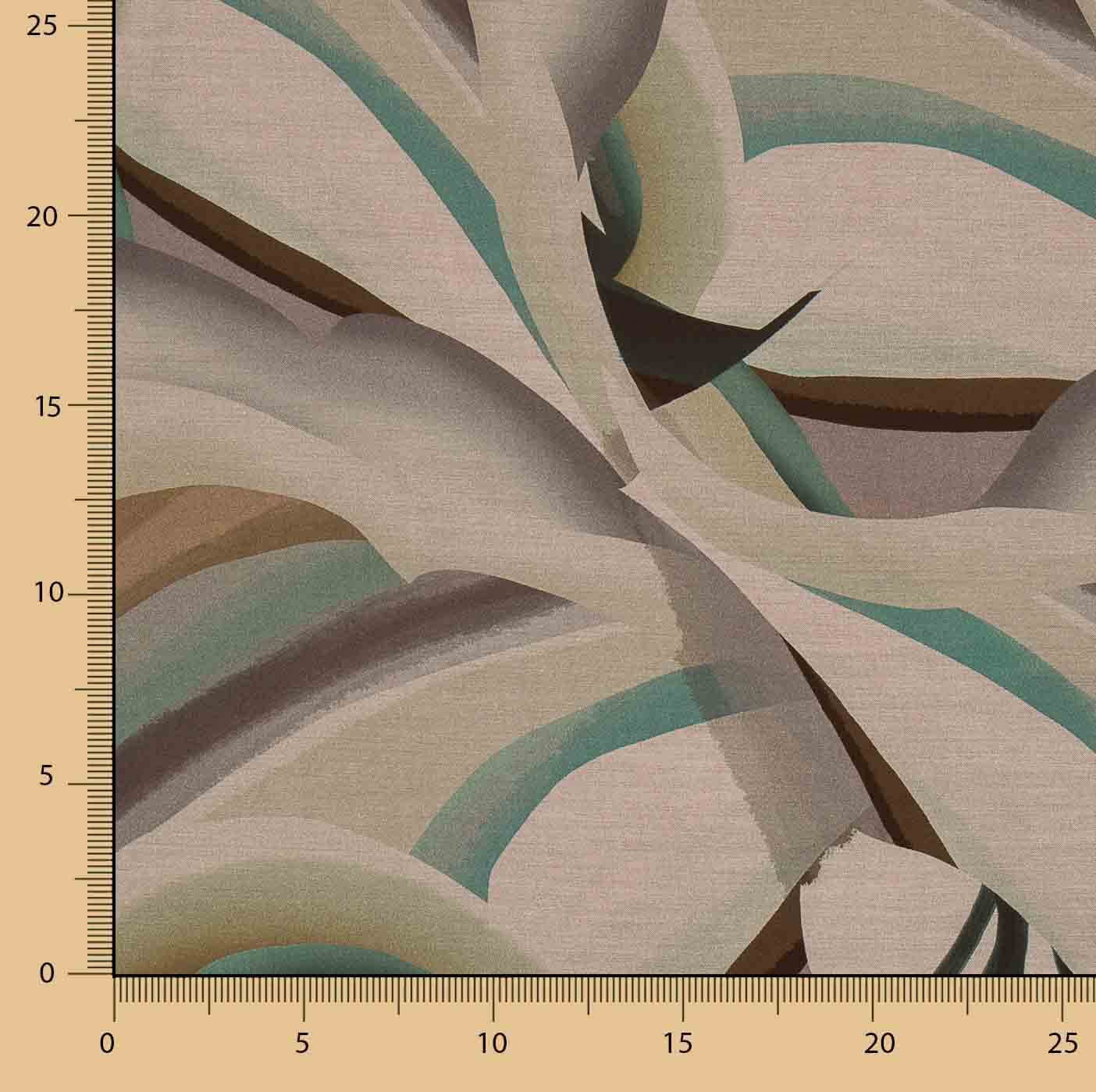 Double-sided viscose fabric with abstract wave pattern in aqua green - Ribes y Casals