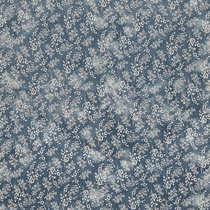 Blue Vintage Floral Printed Corduroy - Ribes y Casals