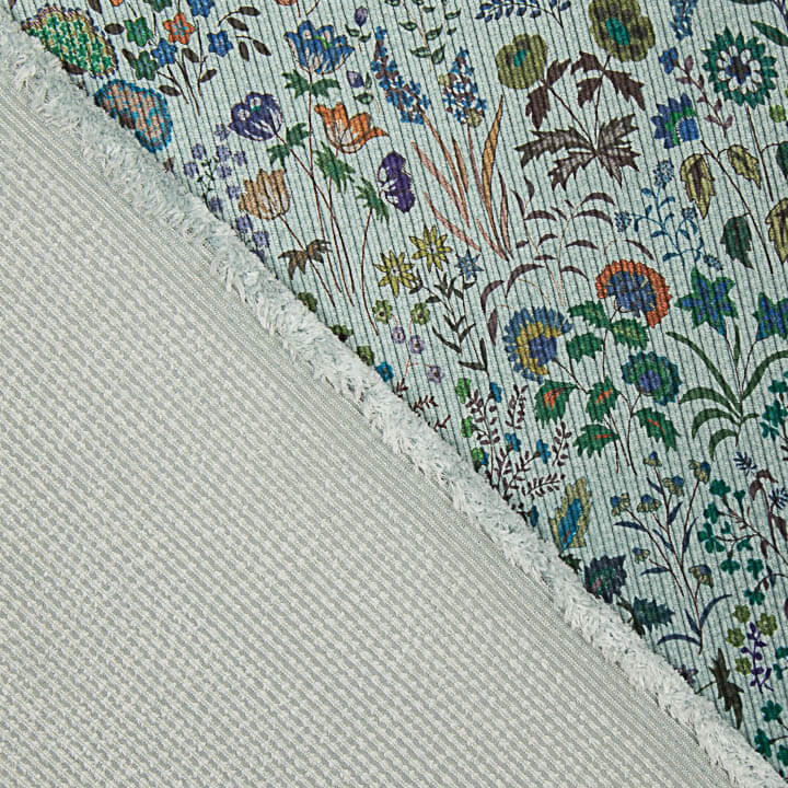 Printed Corduroy – Wild Garden, Aquamarine Green - Ribes y Casals