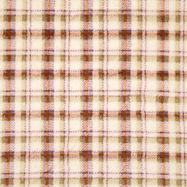 Printed Coral Fleece with Tartan Checks in Earth Tones - Ribes y Casals