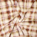 Printed Coral Fleece with Tartan Checks in Earth Tones - Ribes y Casals