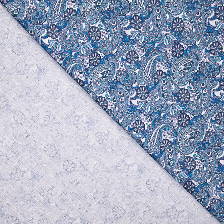Blue Paisley Print Poplin - Ribes y Casals
