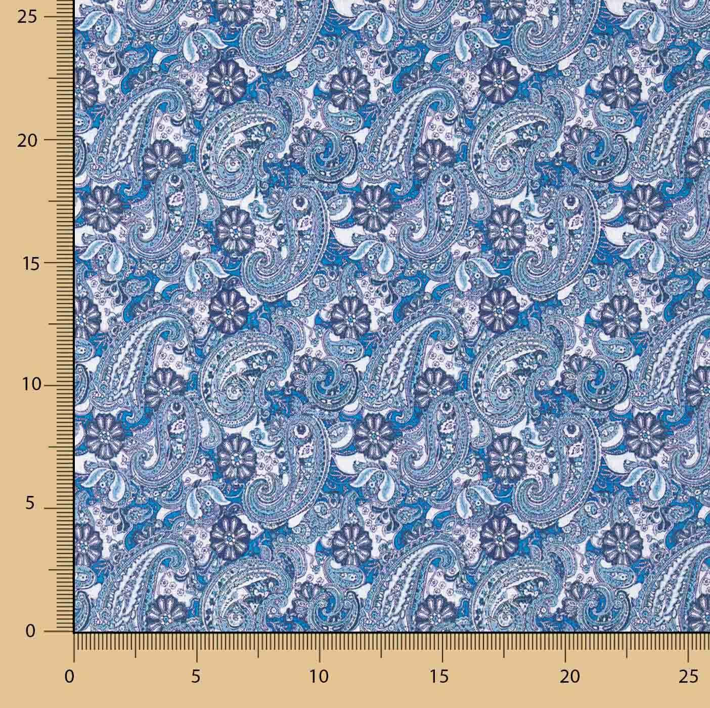 Blue Paisley Print Poplin - Ribes y Casals