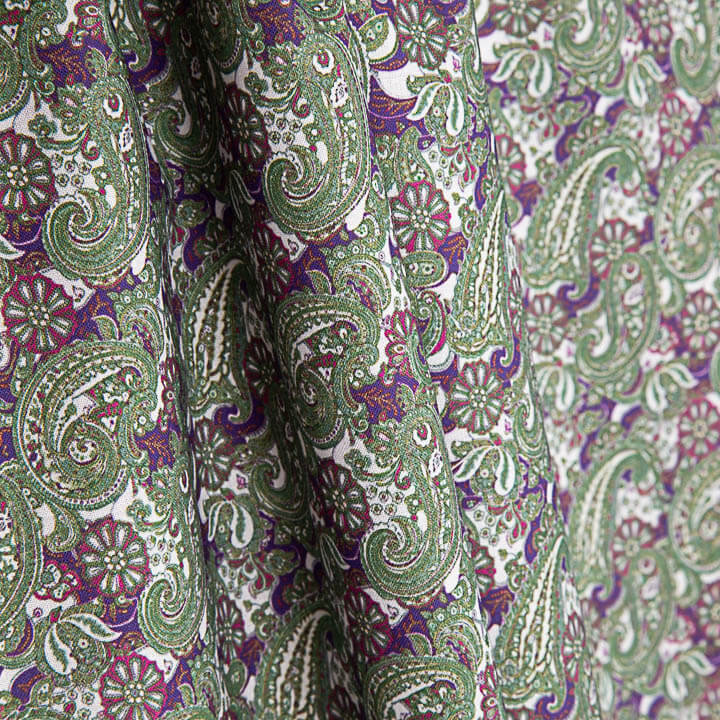 Green and Mauve Paisley Poplin - Ribes y Casals