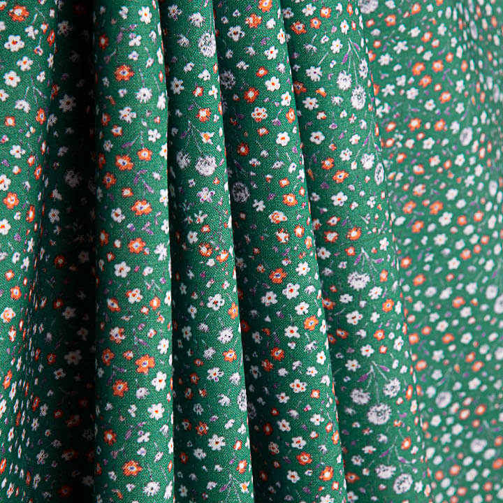 Green Mini Floral Printed Poplin - Ribes y Casals