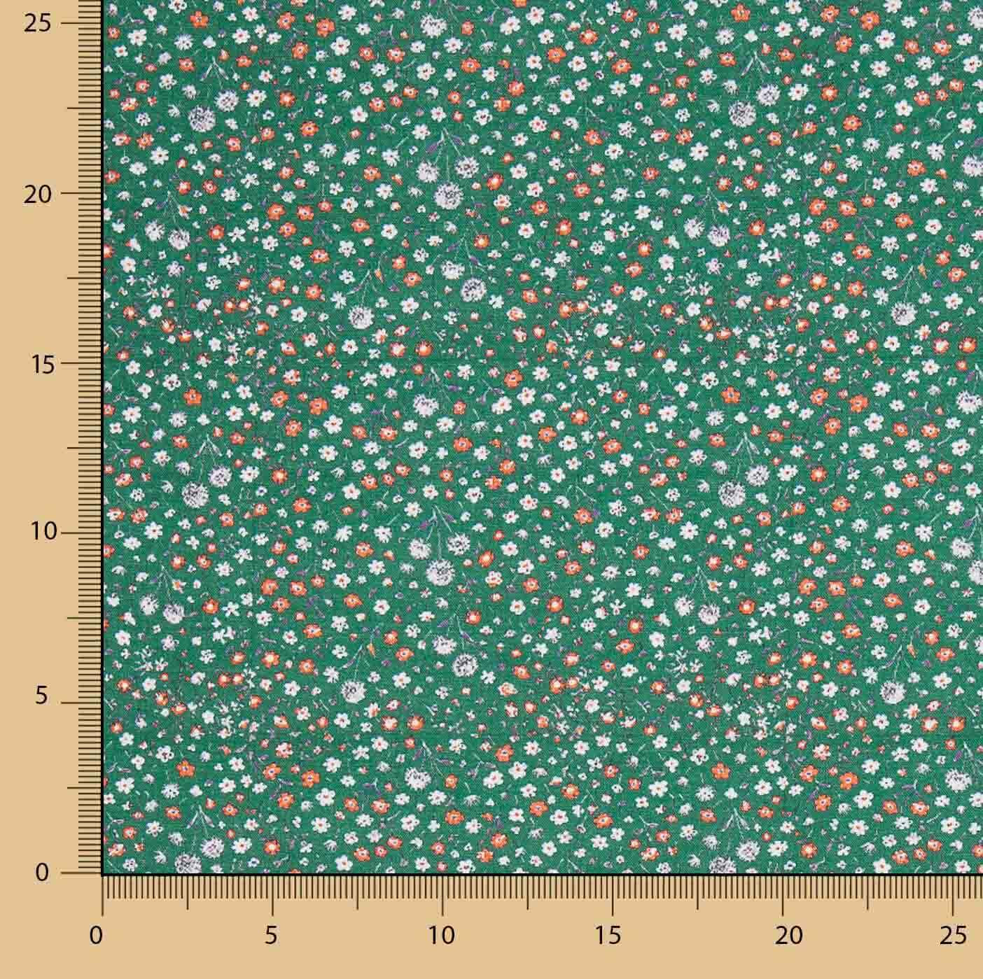 Green Mini Floral Printed Poplin - Ribes y Casals
