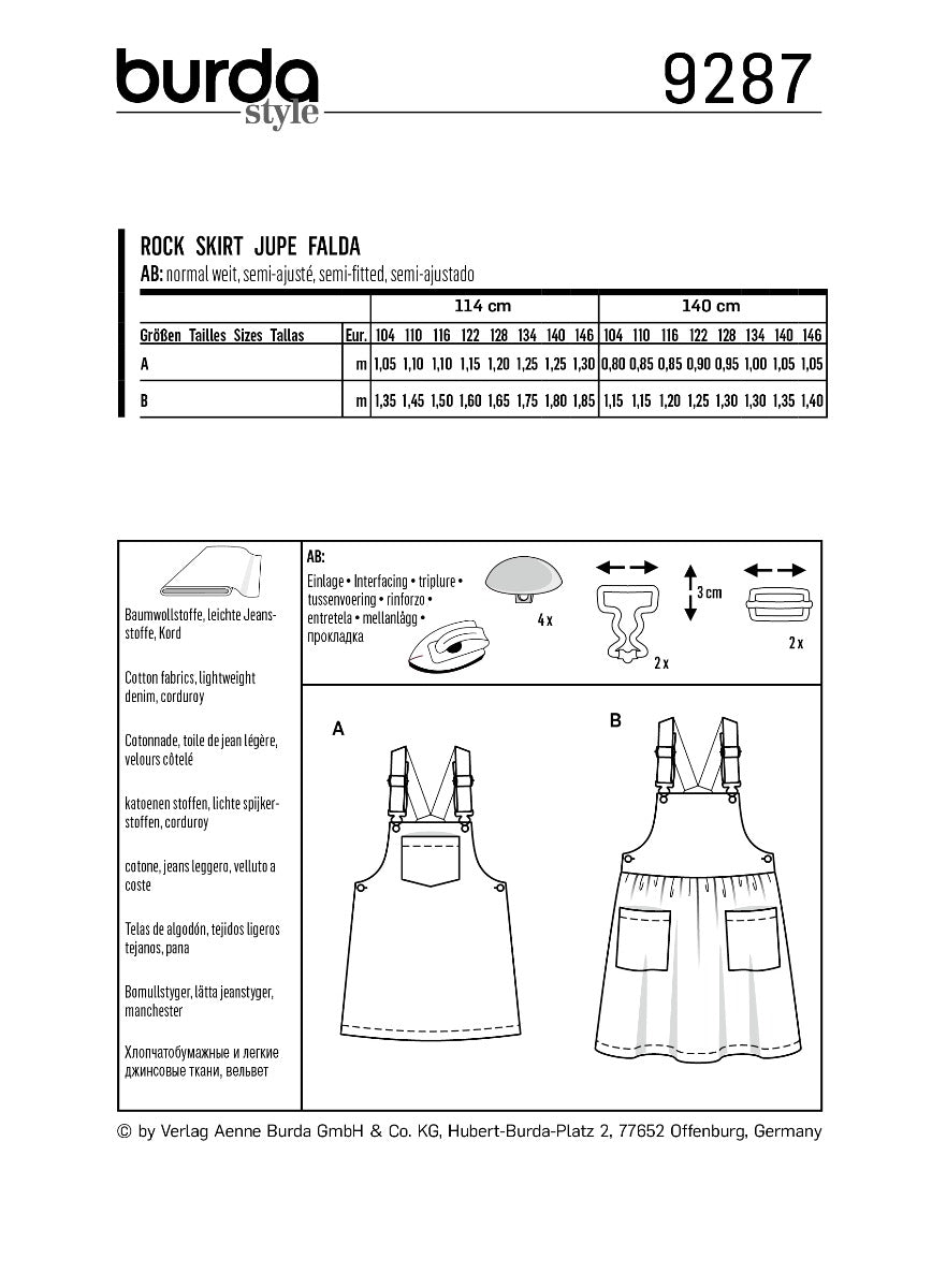 Burda Sewing Pattern 9287 Skirt - Ribes y Casals