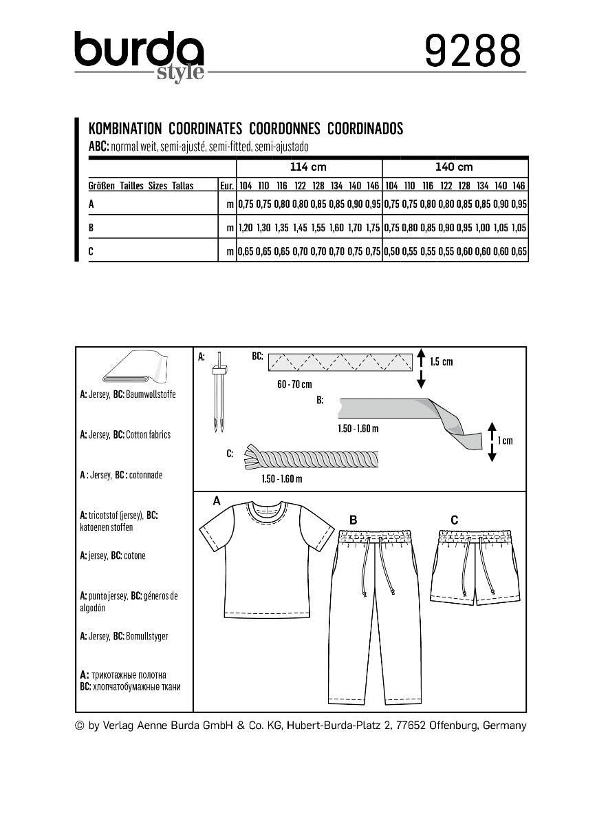 Burda Sewing Pattern 9288 Shirt - Ribes y Casals