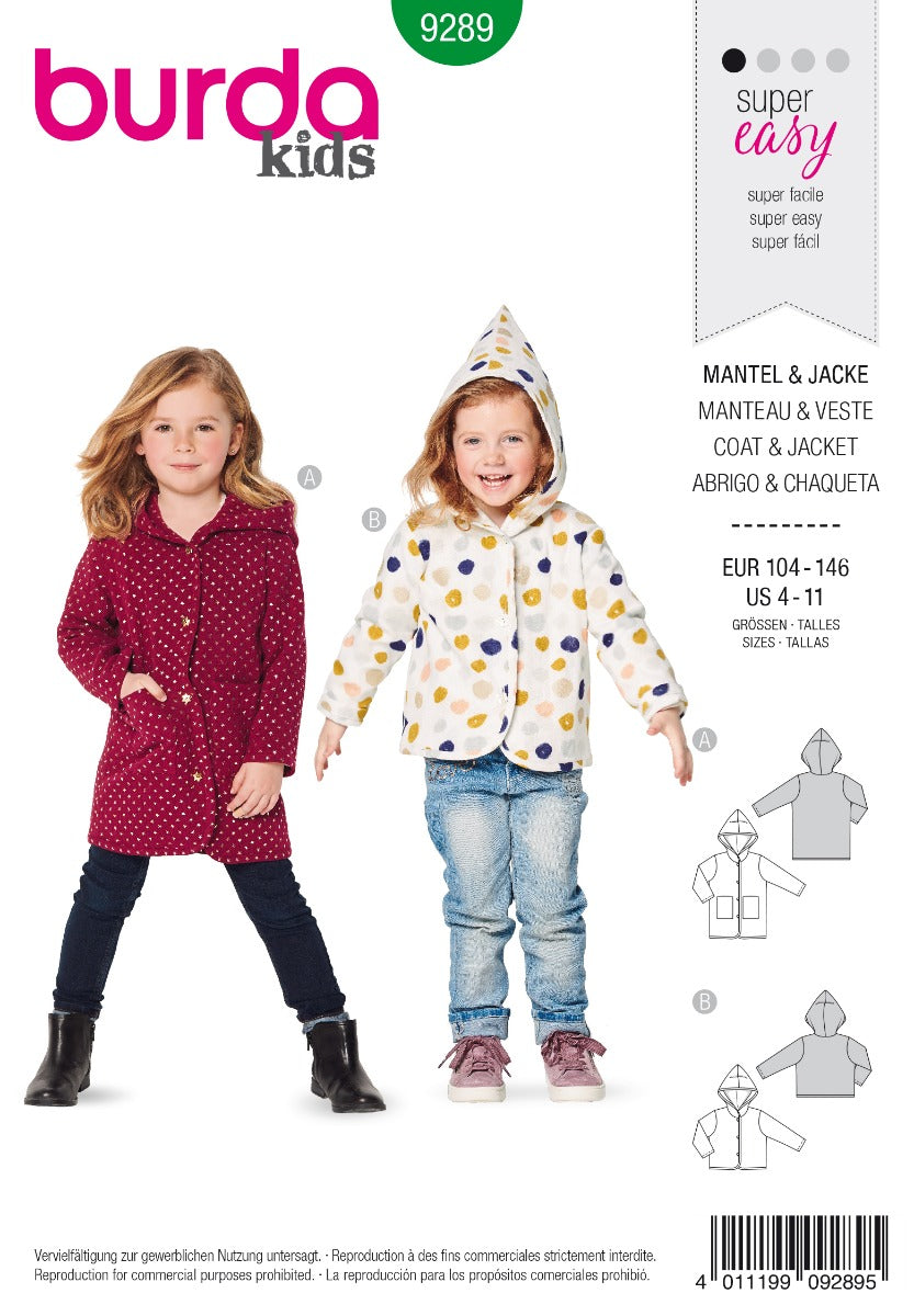 Burda Sewing Pattern 9289 Coat - Ribes y Casals
