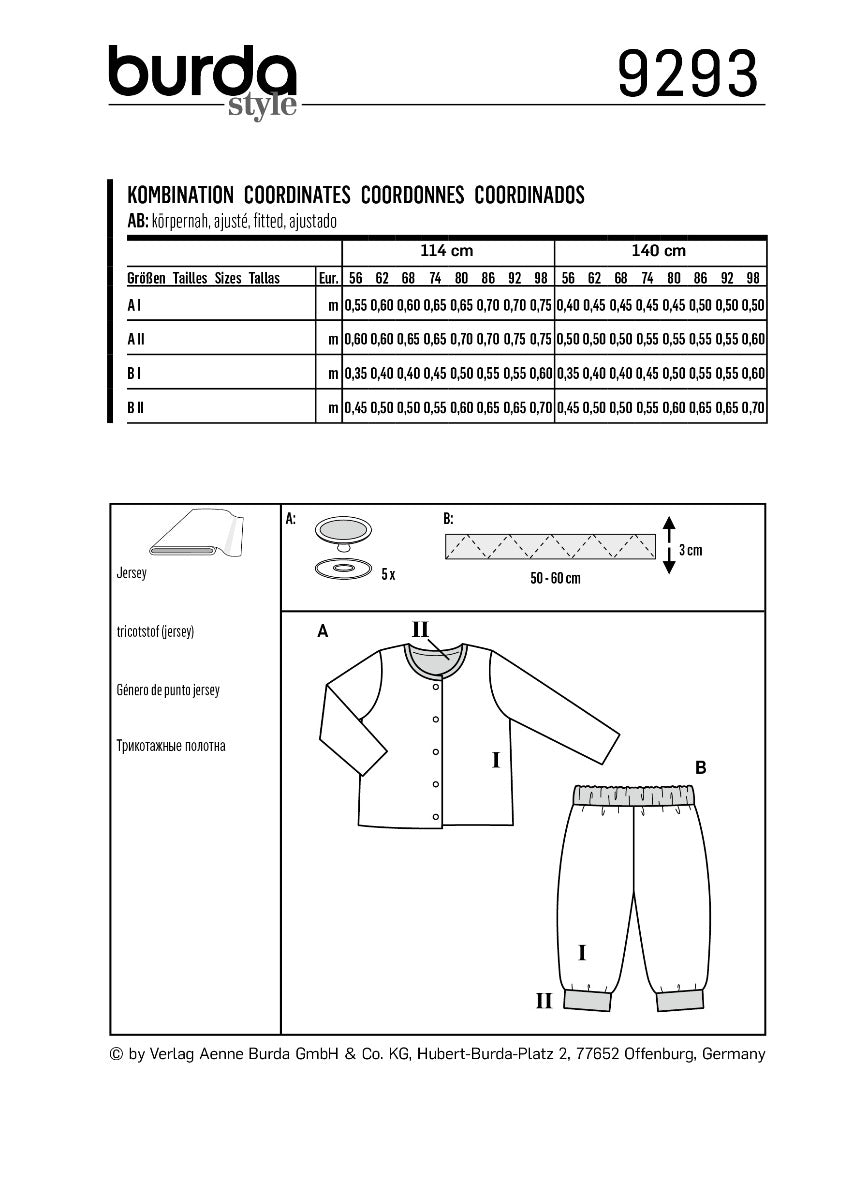 Burda Sewing Pattern 9293 Jacket - Ribes y Casals