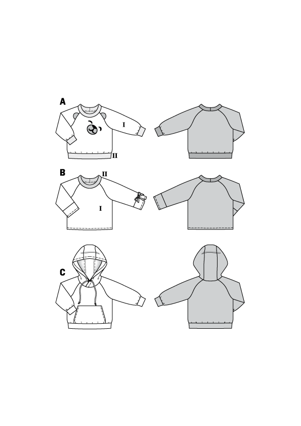 Burda Sewing Pattern 9308 Sweatshirt - Ribes y Casals