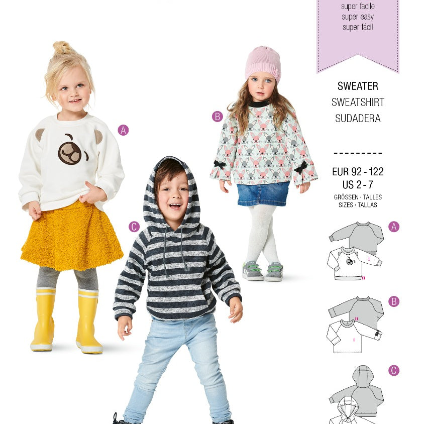 Burda Sewing Pattern 9308 Sweatshirt - Ribes y Casals