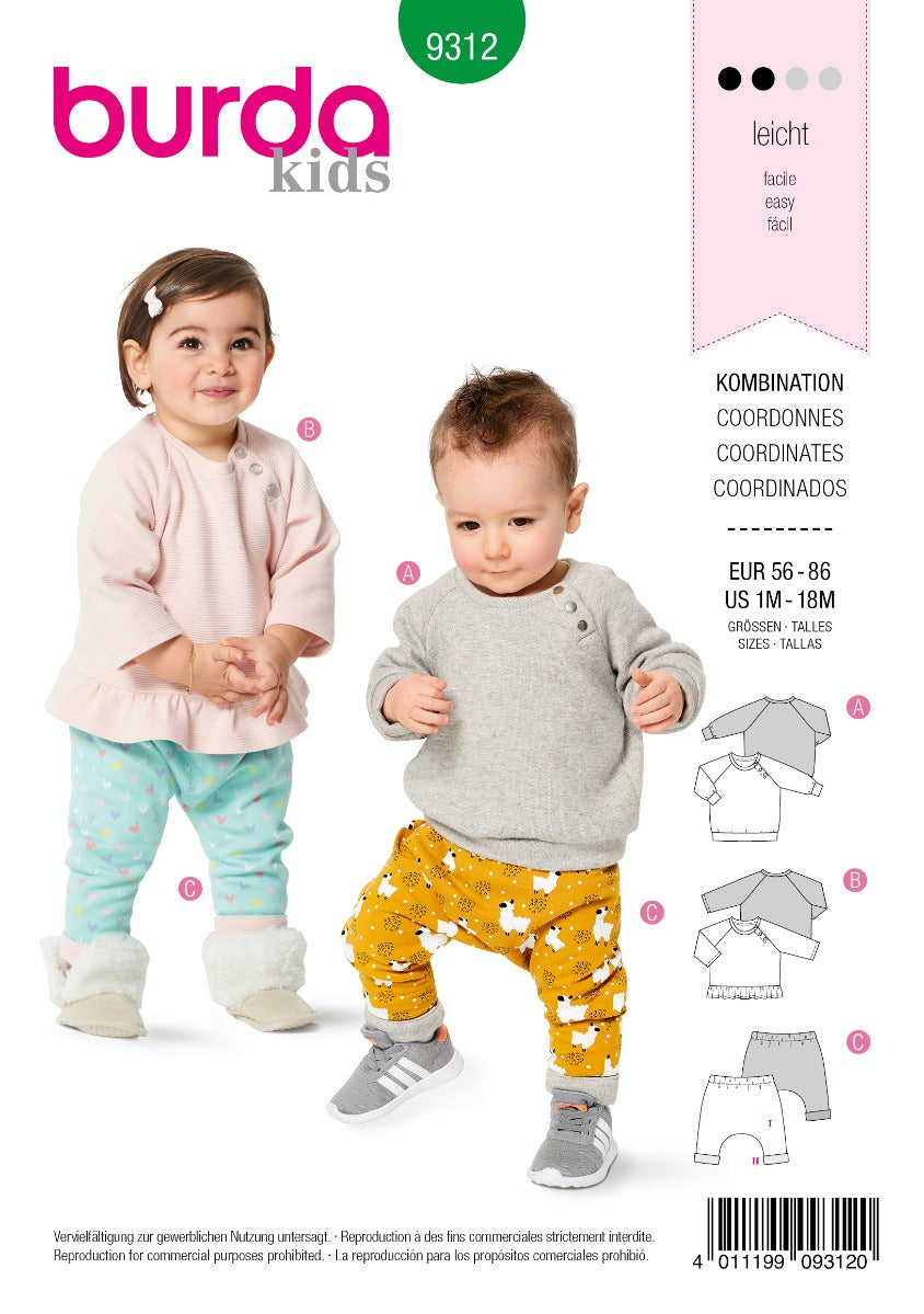 Burda Sewing Pattern 9312 Sweatshirt - Ribes y Casals