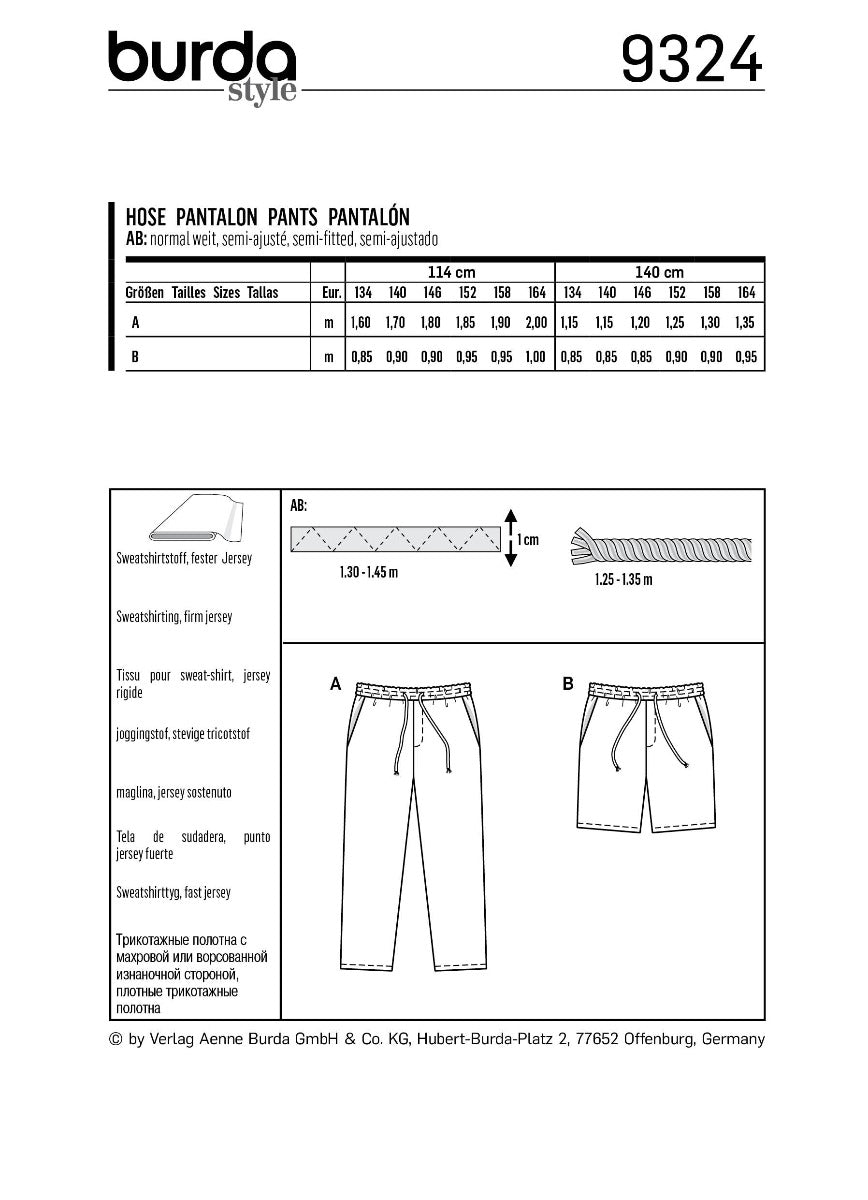 Burda Sewing Pattern 9324 Pants - Ribes y Casals