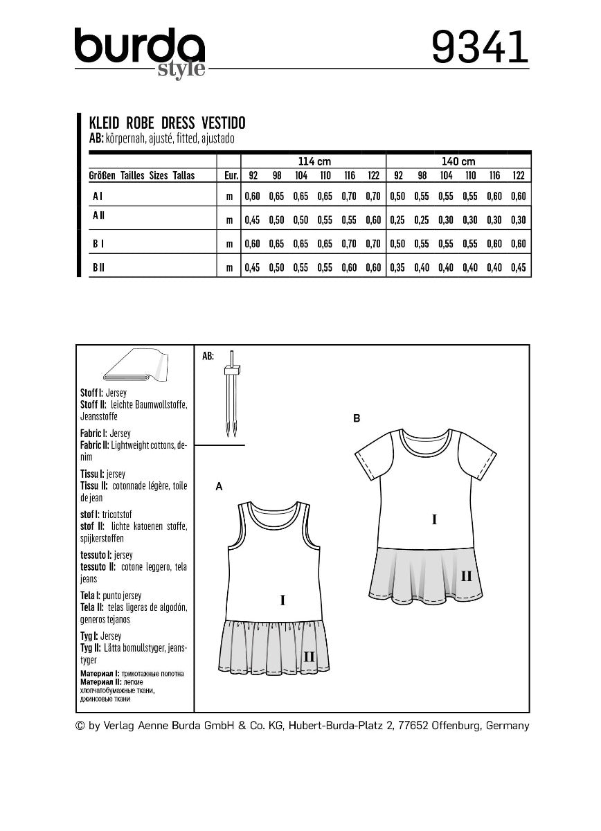 Burda Sewing Pattern 9341 Dress - Ribes y Casals