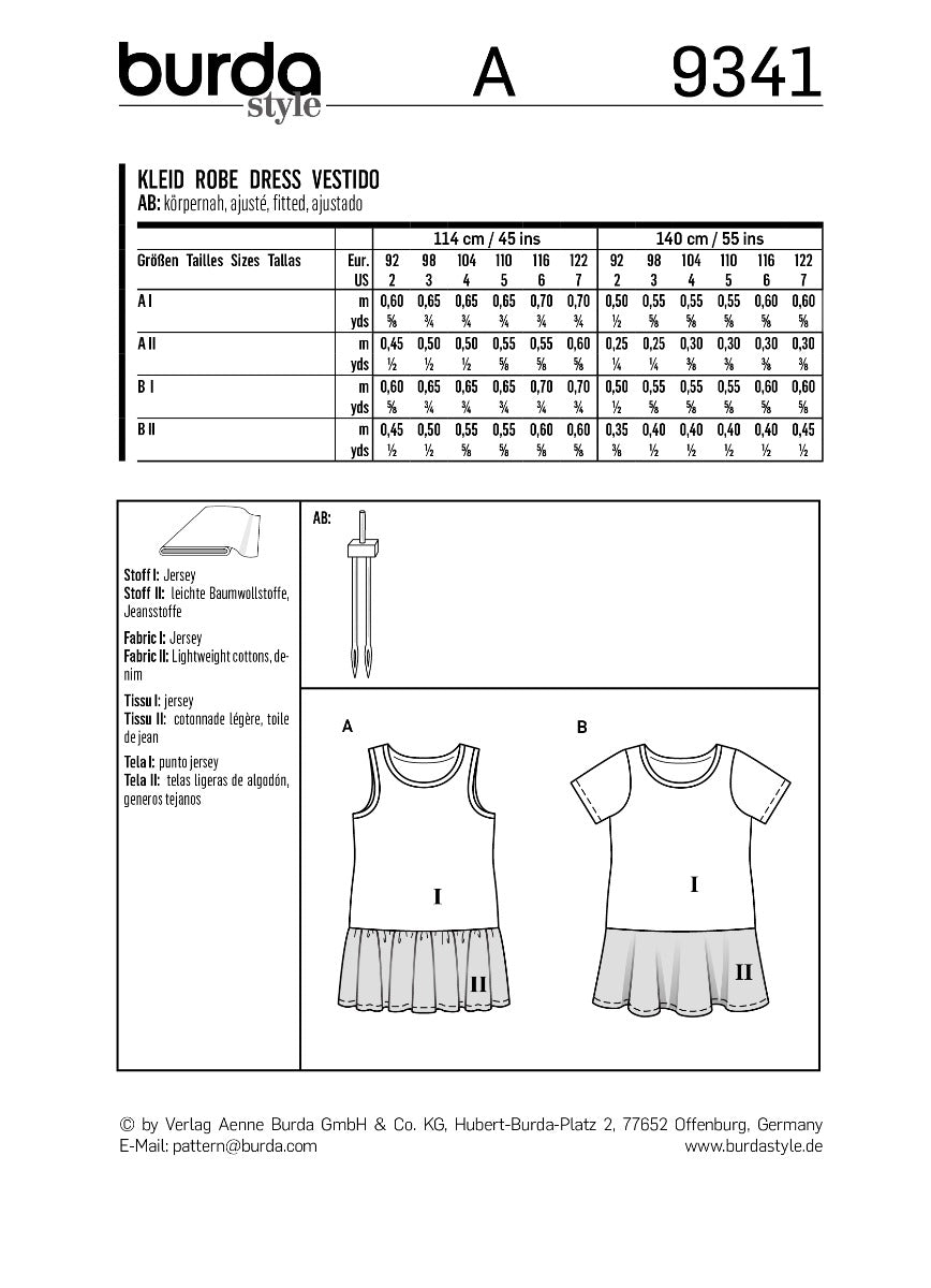 Burda Sewing Pattern 9341 Dress - Ribes y Casals