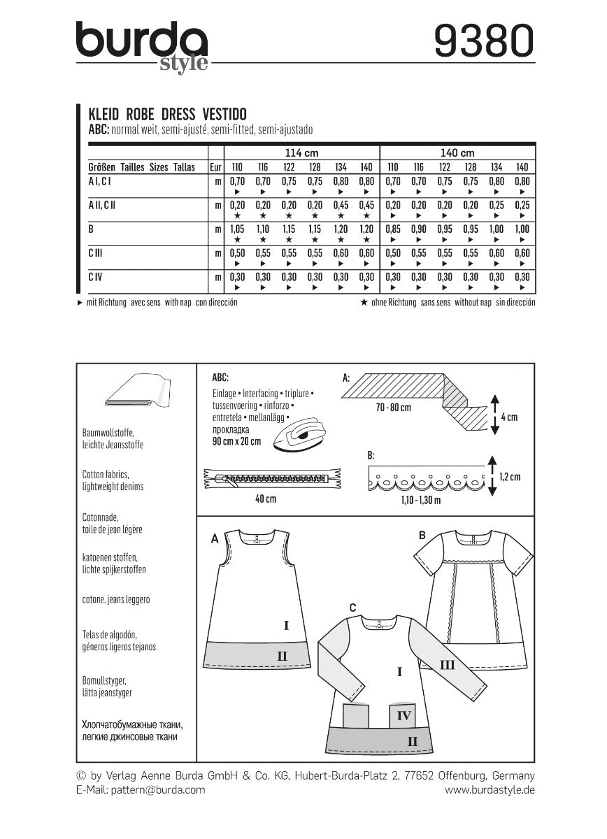 Burda Sewing Pattern 9380 Dress - Ribes y Casals