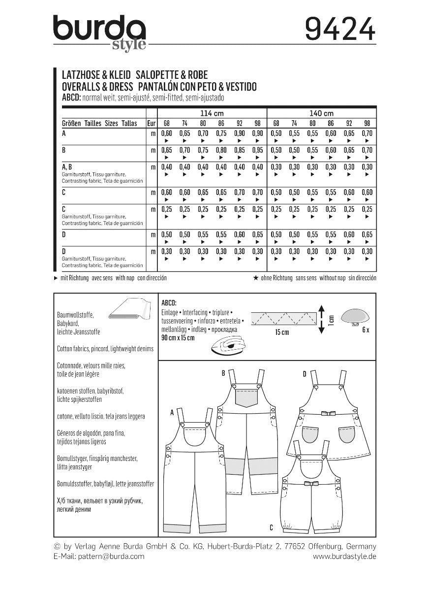 Burda Sewing Pattern 9424 Trousers and dress - Ribes y Casals