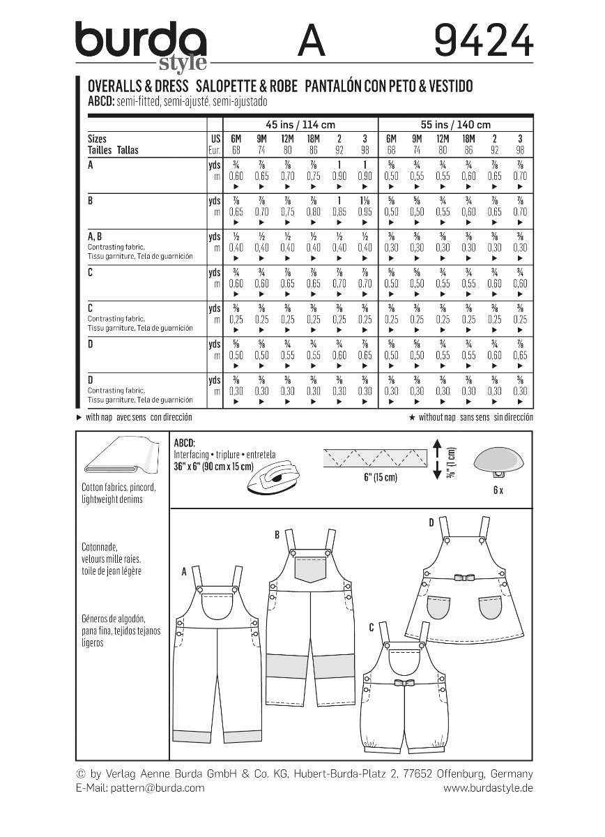 Burda Sewing Pattern 9424 Trousers and dress - Ribes y Casals