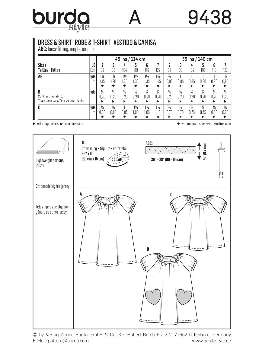 Burda Sewing Pattern 9438 Dress and Top - Ribes y Casals