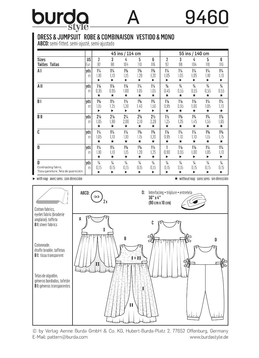 Burda Sewing Pattern 9460 Dress and Suit - Ribes y Casals