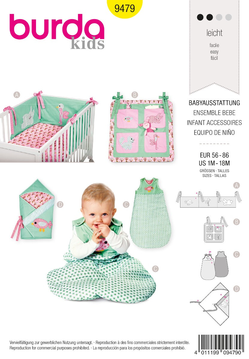 Burda Sewing Pattern 9479 Baby Accessories - Ribes y Casals