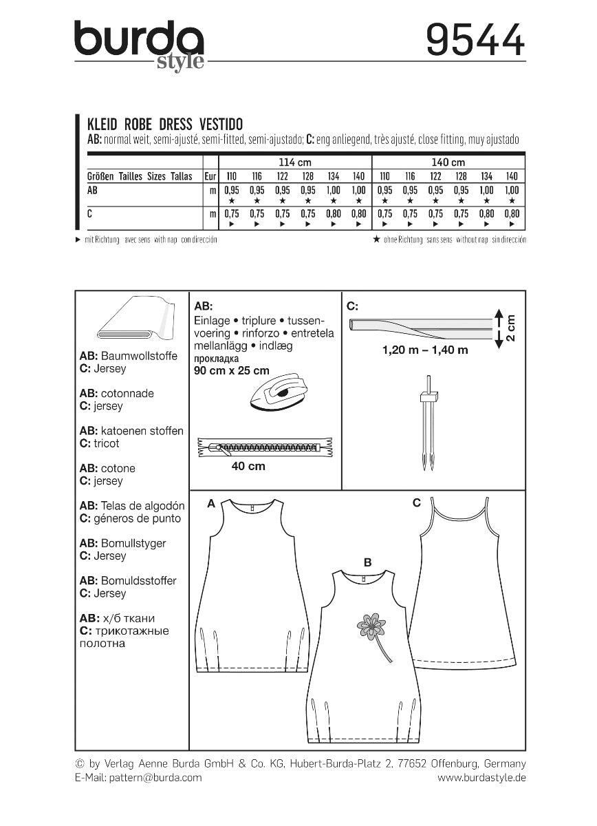 Burda Sewing Pattern 9544 Dress - Ribes y Casals