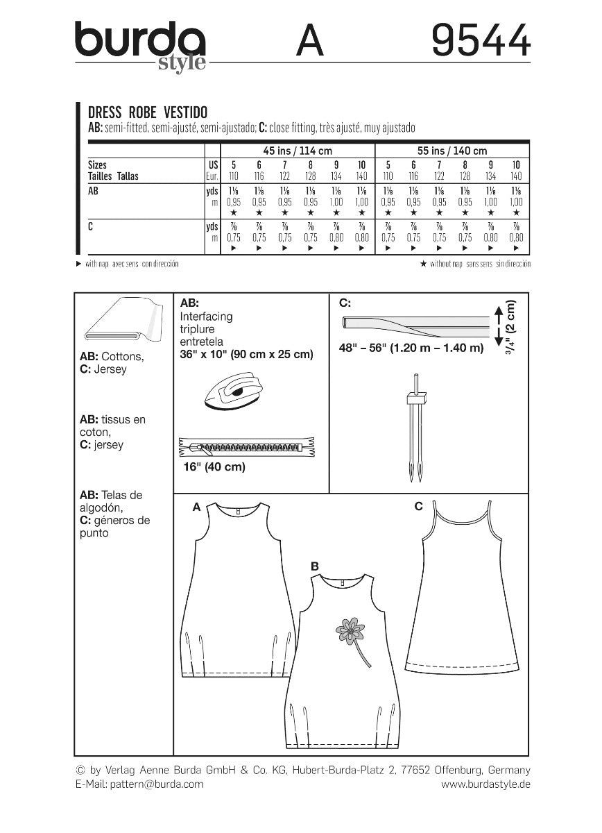 Burda Sewing Pattern 9544 Dress - Ribes y Casals