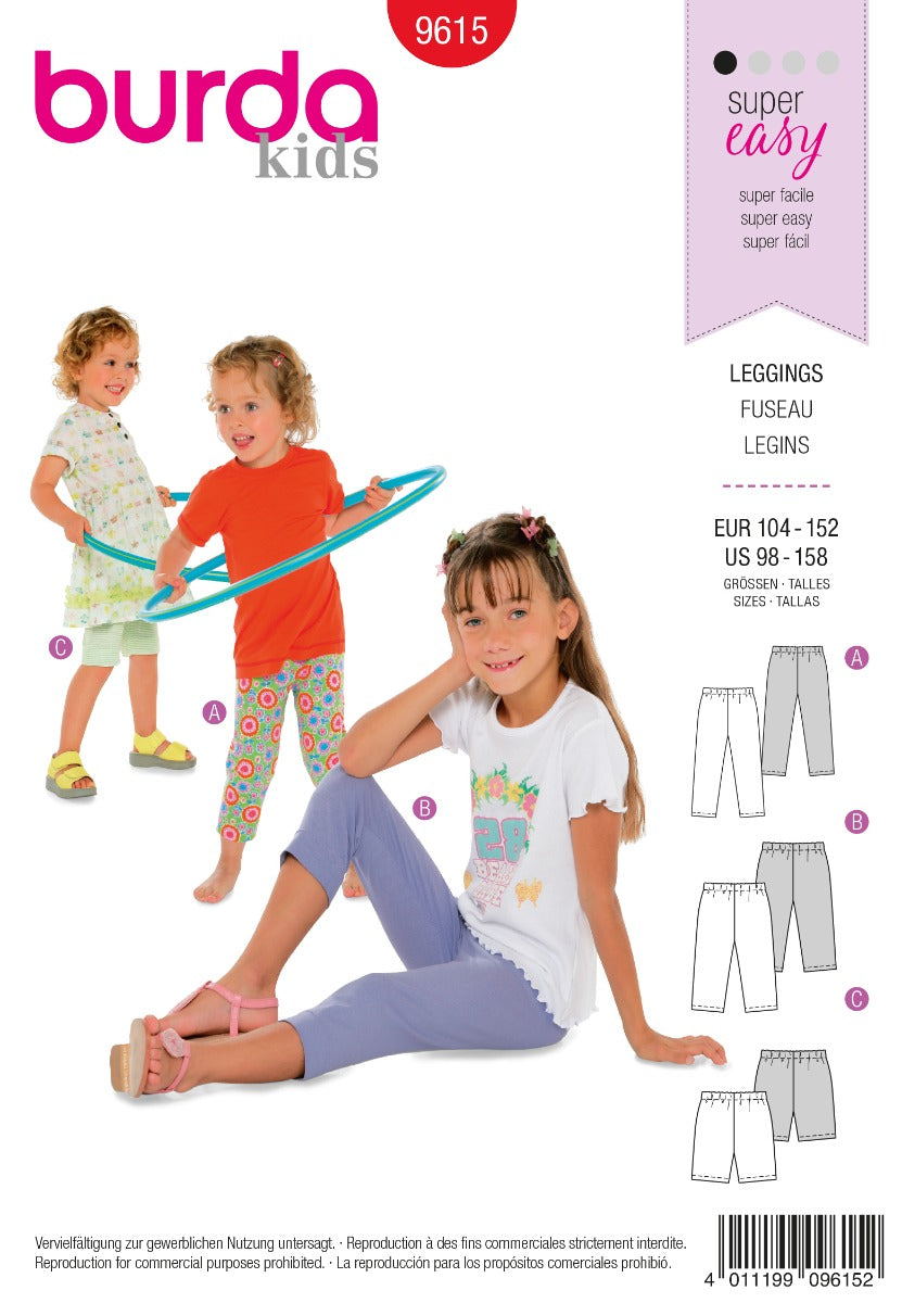Burda Sewing Pattern 9615 Leggins - Ribes y Casals