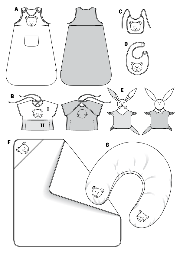 Burda Sewing Pattern 9635 Baby Accessories - Ribes y Casals