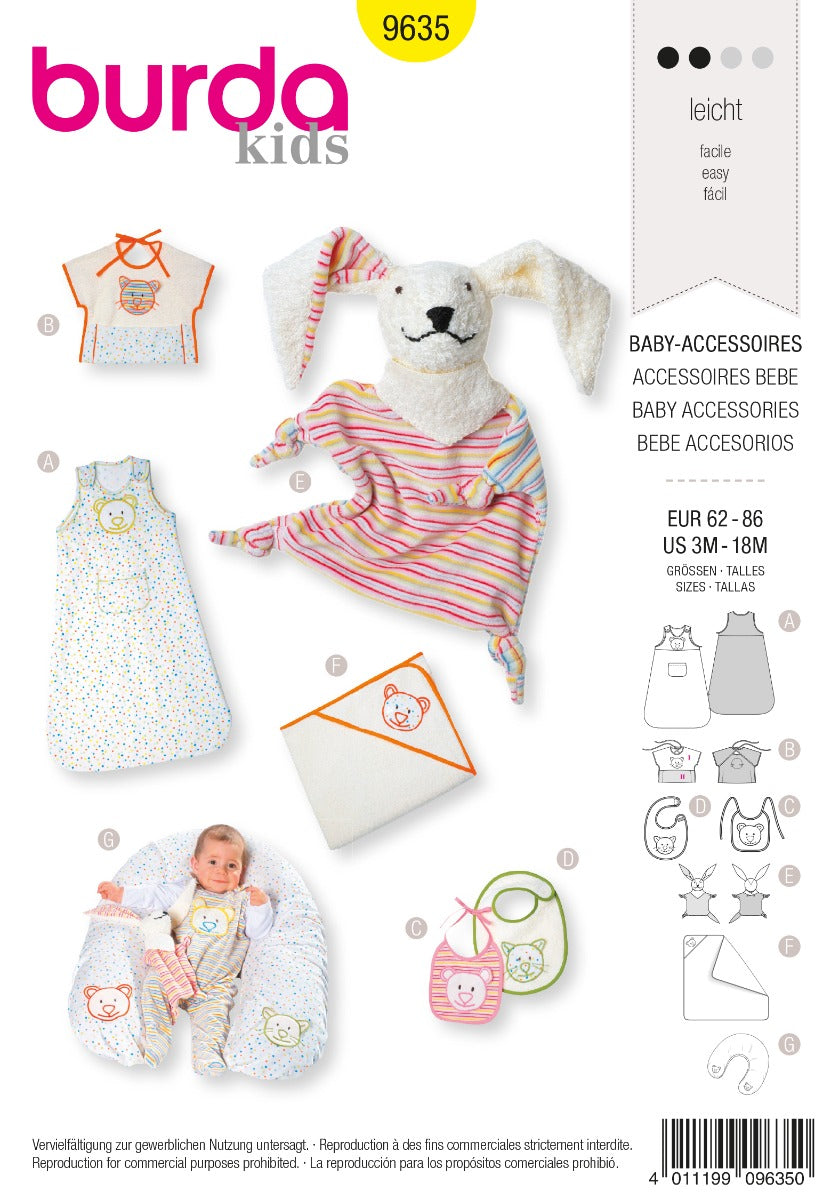 Burda Sewing Pattern 9635 Baby Accessories - Ribes y Casals