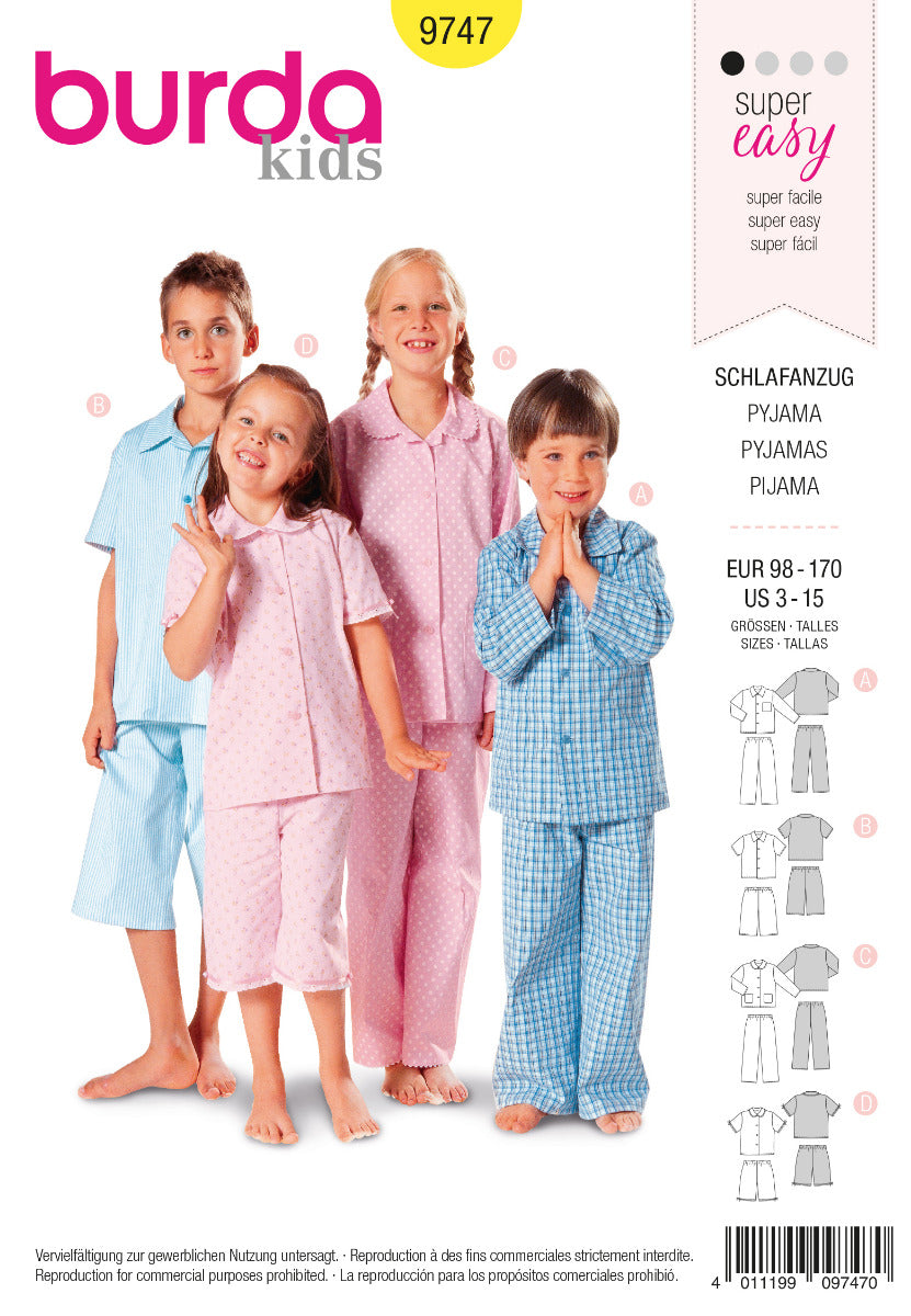 Burda Sewing Pattern 9747 Pyjamas - Ribes y Casals