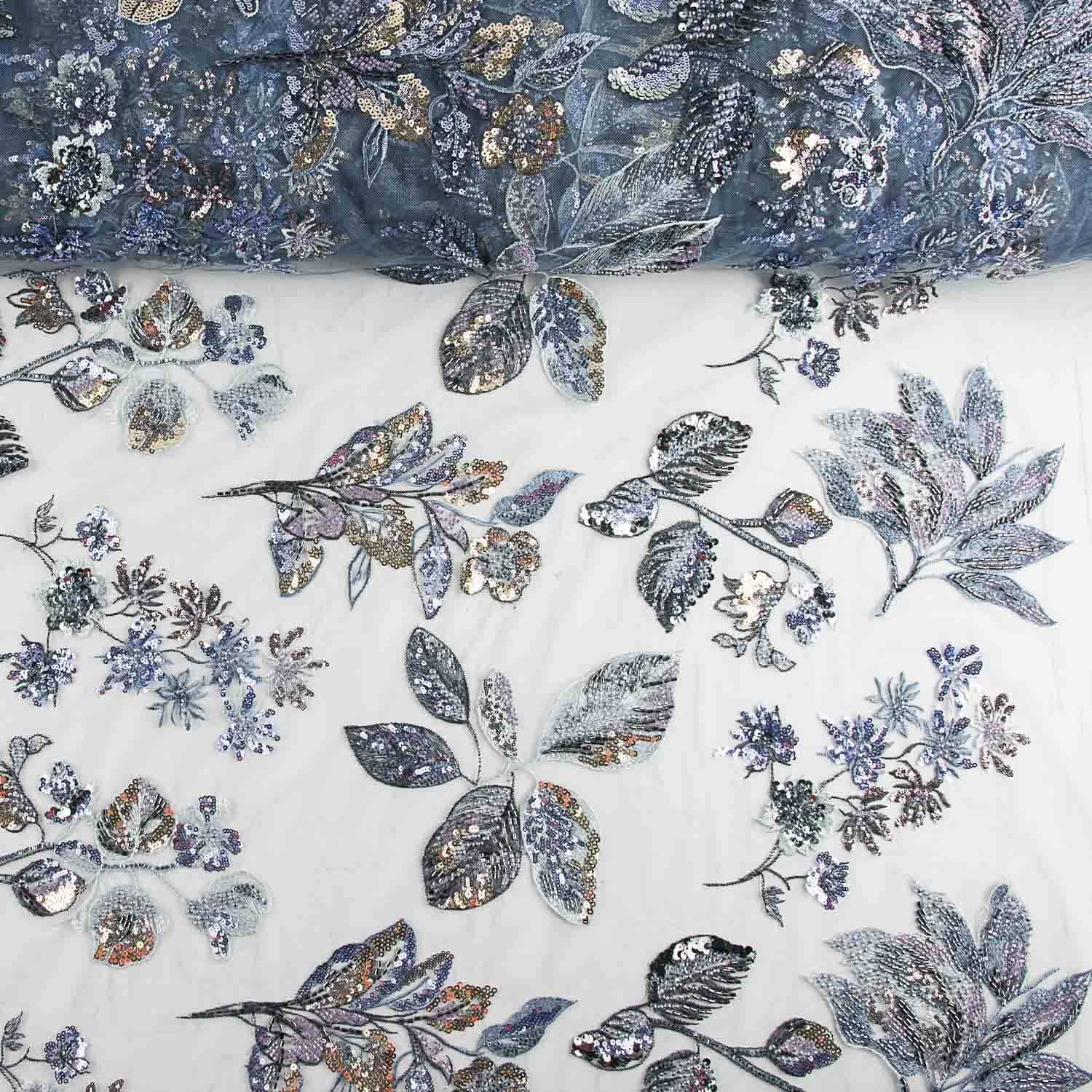 Blue-Grey Tulle Rhinestones - Ribes y Casals