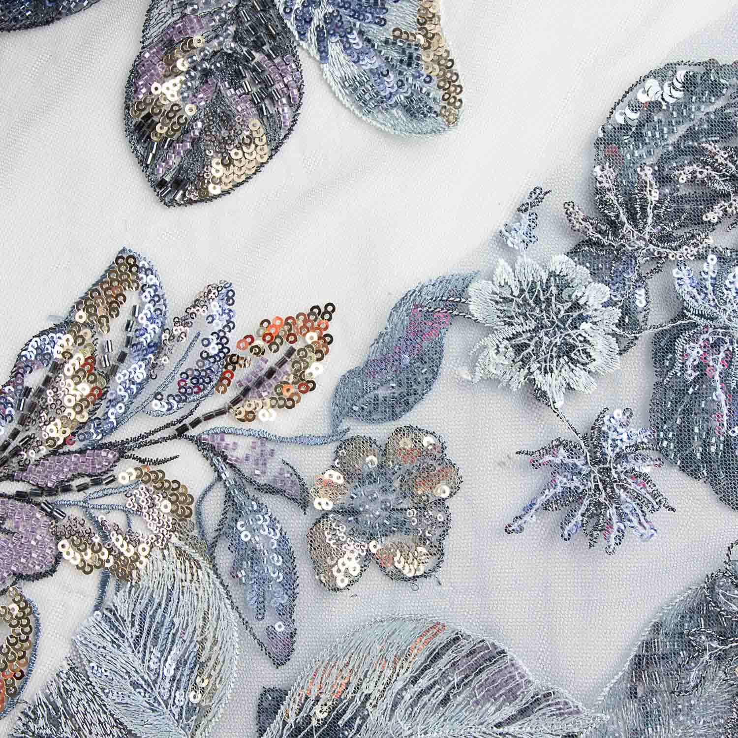 Blue-Grey Tulle Rhinestones - Ribes y Casals