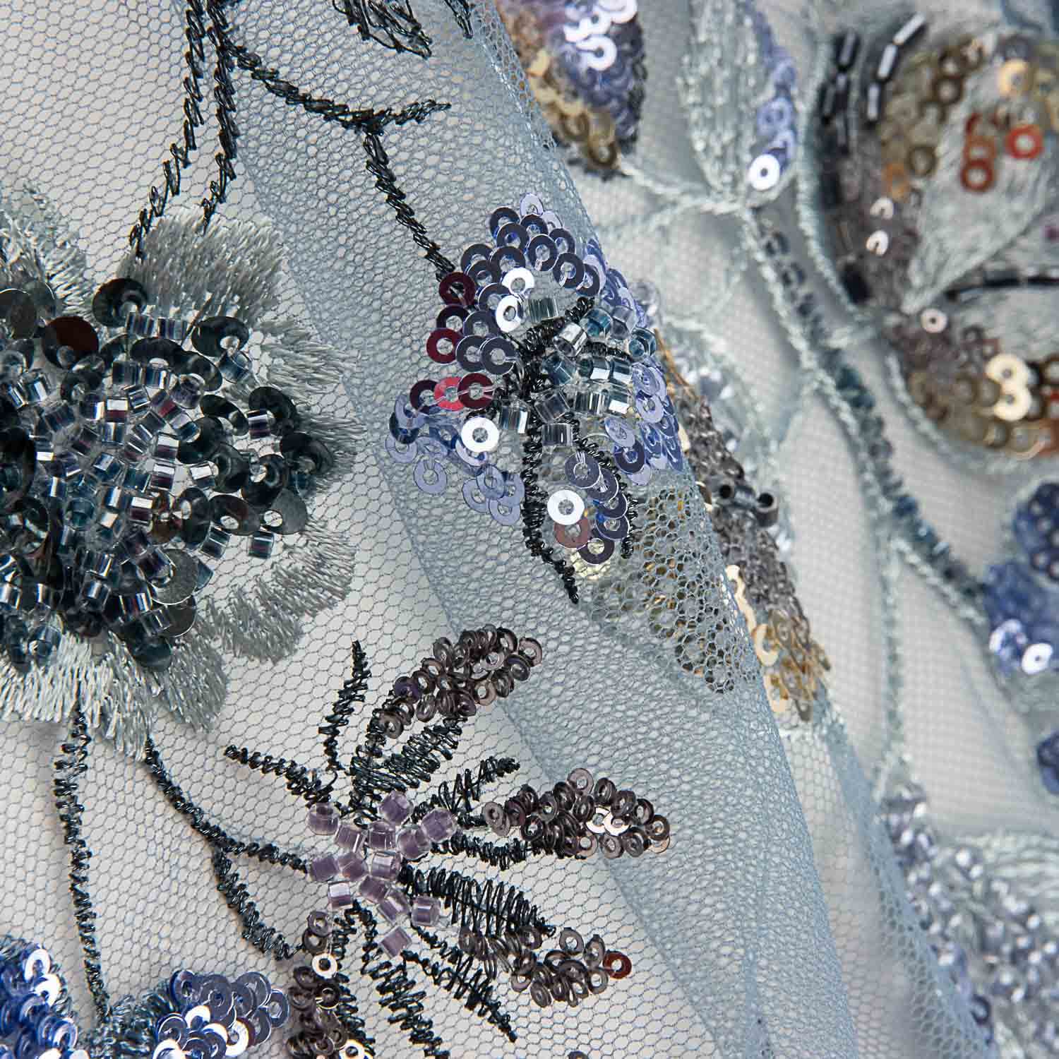 Blue-Grey Tulle Rhinestones - Ribes y Casals