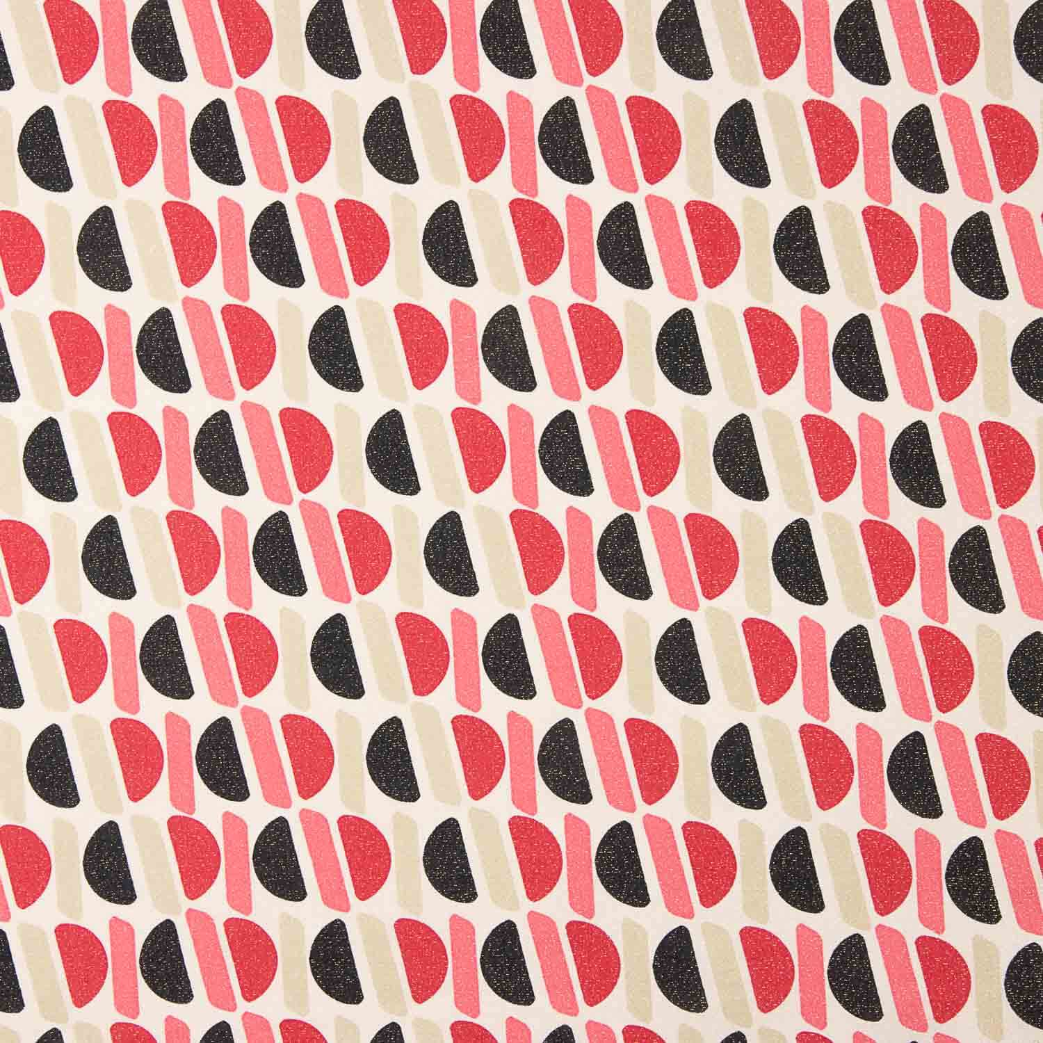 Geometric Print Viscose with Pink and Black Lurex - Ribes y Casals