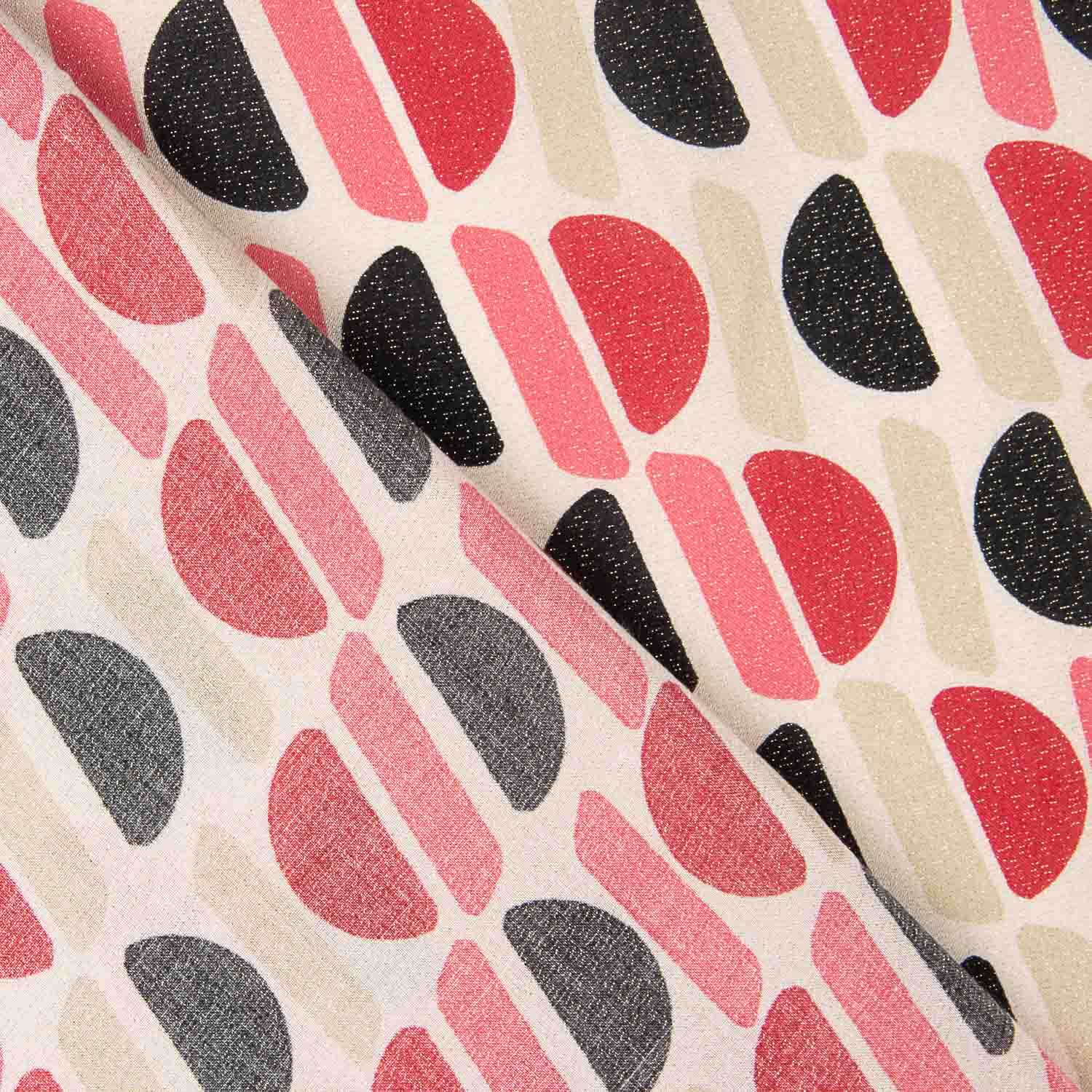 Geometric Print Viscose with Pink and Black Lurex - Ribes y Casals
