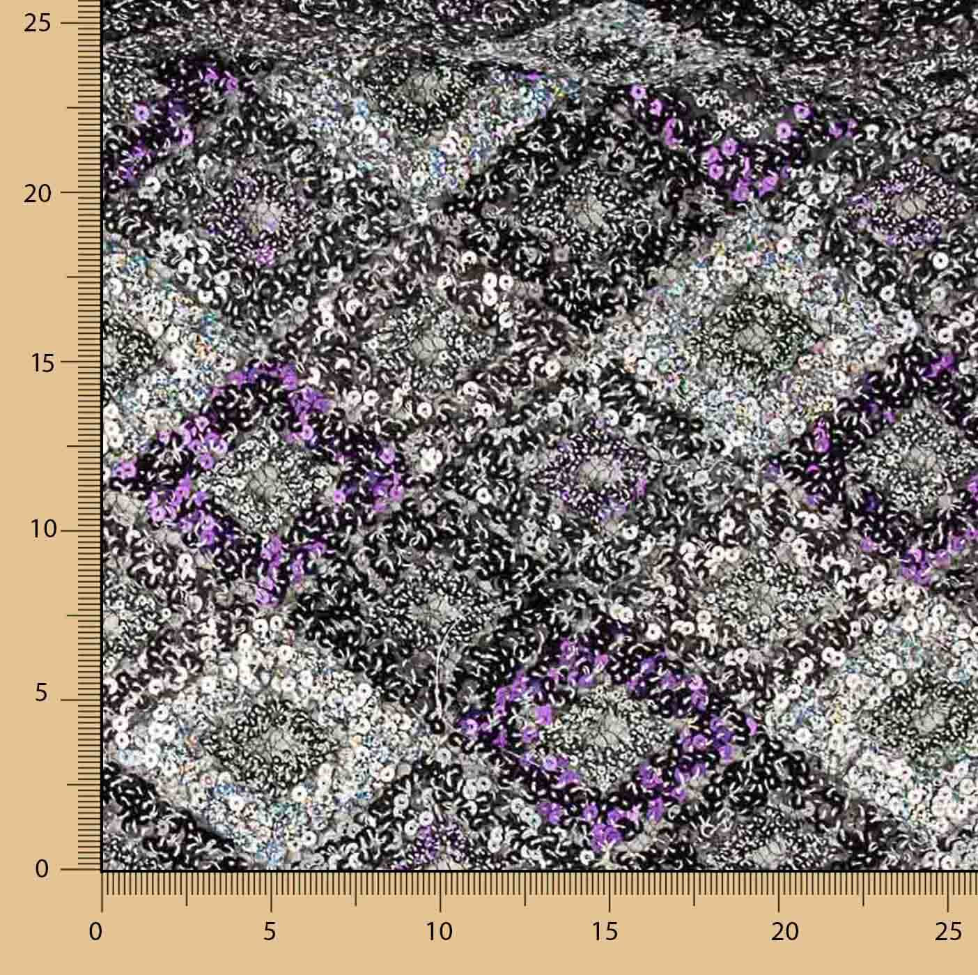 Silver and Mauve Diamond Lace Trim - Ribes y Casals