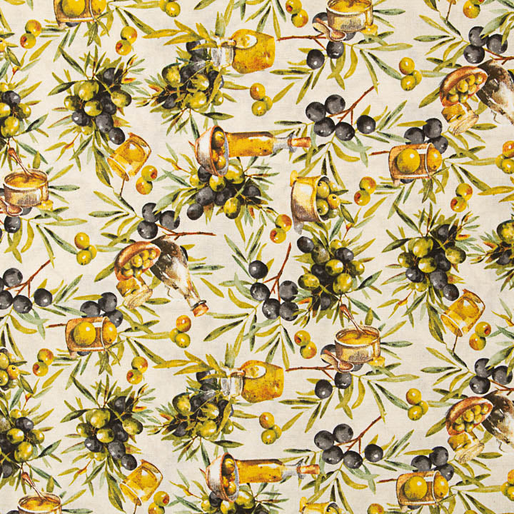 Cotton canvas printed with olives and olive oil - Ribes y Casals