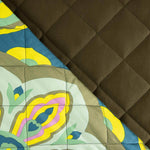 Double-sided khaki green twill and multicoloured satin quilt - Ribes y Casals