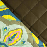 Double-sided khaki green twill and multicoloured satin quilt - Ribes y Casals